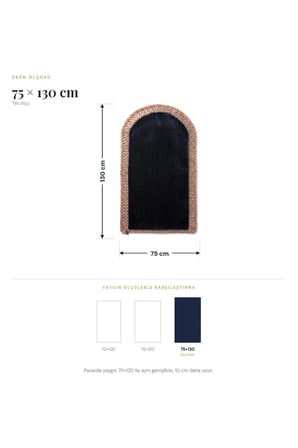 Merplush Mihraplı Peluş Seccade 75x130 cm Süet Taban Yıkanabilir Yumuşak Namaz Halısı