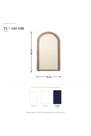 Merplush Mihraplı Peluş Seccade 75x130 cm Süet Taban Yıkanabilir Yumuşak Namaz Halısı