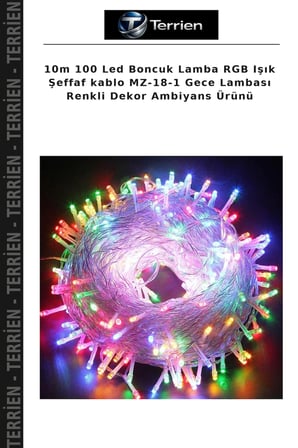 10m 100 Led Boncuk Lamba RGB Işık Şeffaf kablo MZ-18-1 Gece Lambası Renkli Dekor Ambiyans Ürünü
