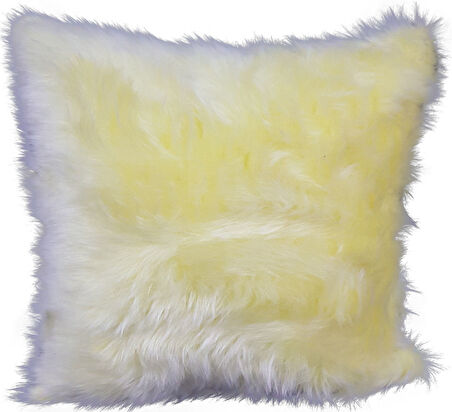 Mrs.Gugar Peluş Kırlent Kılıfı Açık Sarı