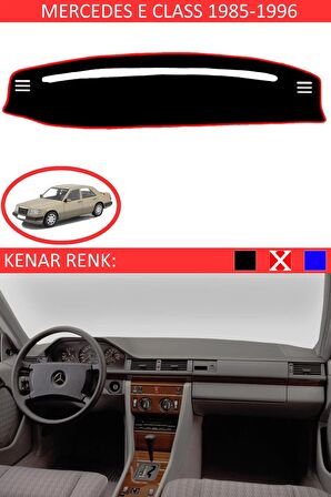 Mercedes S Class W 126 1979-1991 İçin Uygun Torpido Koruma Halısı Siyah Kenar Renk Kırmızı