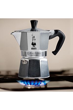 Moka Express Espresso Cezvesi, 3 Kişilik, 130 ml Hacim, Alüminyum Döküm Gövde Ve Termoplast