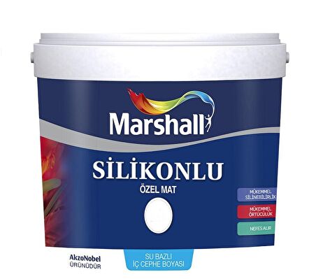 Marshall Silikonlu Özel Mat Iç Cephe Duvar Boyası 15 Lt 20 Kg - Buz Beyazı