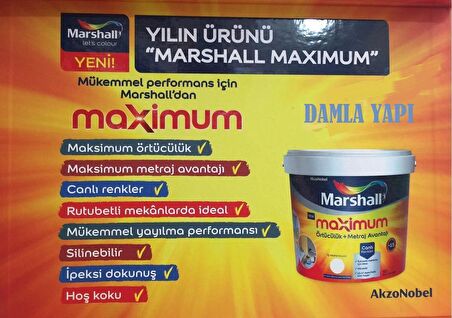 Marshall Maximum Su Bazlı Silinebilir Ipeksi Mat 2,5 Lt = 3,5 Kg - Adaçayı