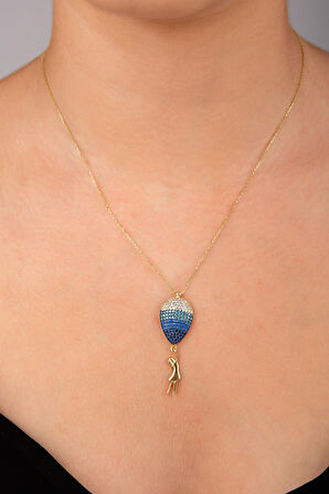 Balon Tutan Kız Motifli Kolye