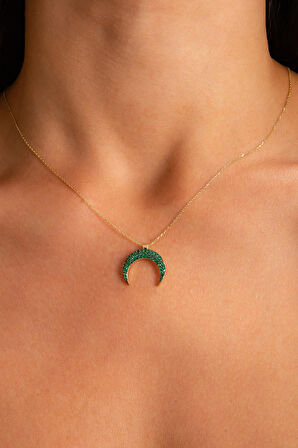 Yeşil Taş Hilal Kolye