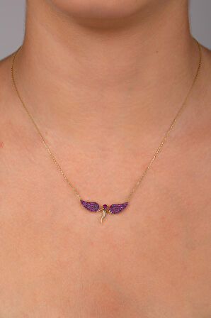 Mor Kanatlı Melek Kolye