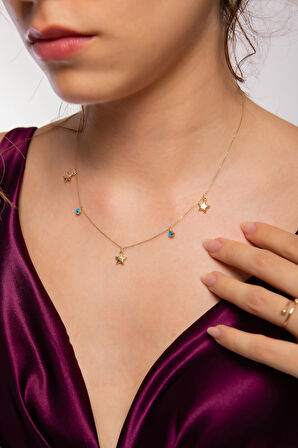 Yıldızlı Nazar Özel Tasarım Kolye