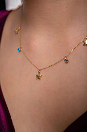 Yıldızlı Nazar Özel Tasarım Kolye