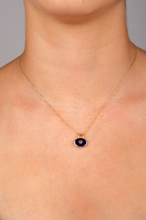 Çift Renk Mineli Kilit Kolye