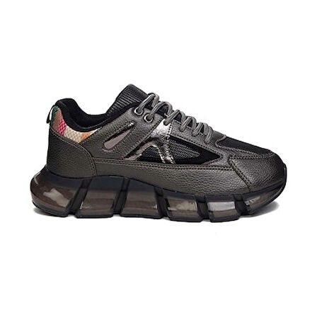 Mergenshoes Flt Kurşun Parçalı Topuk Günlük Kadın Spor Ayakkabı Gri