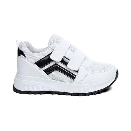 Mergenshoes Tmp Beyaz Siyah Cırtlı Günlük Kadın Spor Ayakkabı