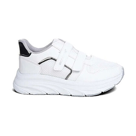 Mergenshoes Acp Beyaz Gümüş Cırtlı Günlük Kadın Spor Ayakkabı