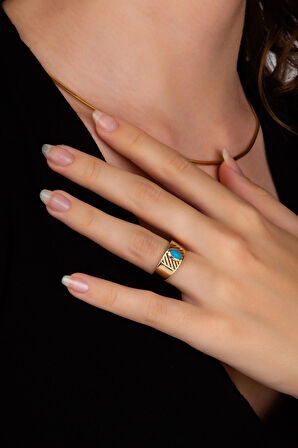 Mavi Taşlı Asil Yüzük