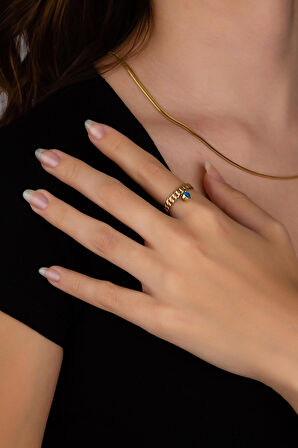 Mavi Sarkıtlı Zarif Yüzük