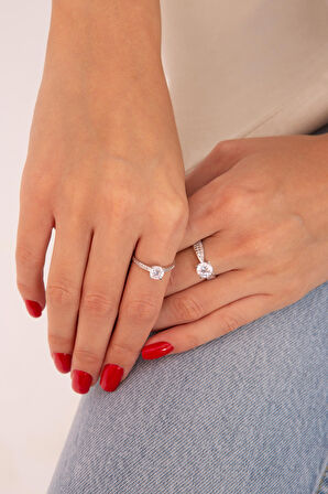 Beyaz Zarif Tektaş Yüzük