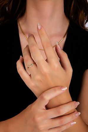 Mavi Gözlü Zarif Balık Yüzük