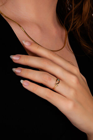 Mavi Gözlü Zarif Balık Yüzük