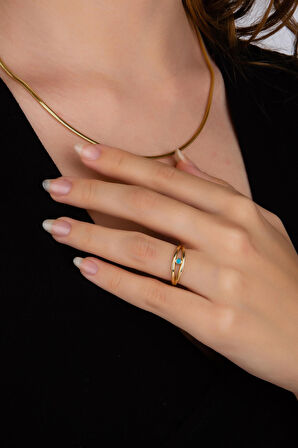 Zarif Mavi Taşlı Yüzük