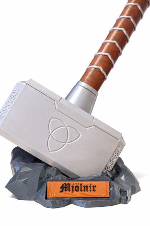 Thor Mjölnir Çekici Standlı Figür – 3D Baskı Marvel Dekoratif Koleksiyon Objesi – Masaüstü Dekor