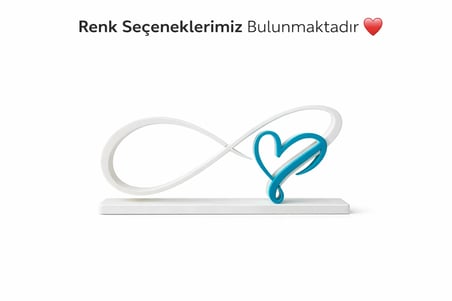 ♾️❤️ Sonsuzluk ve Kalp Temalı Dekoratif Biblo – Modern Aşk Temalı Ev Dekoru