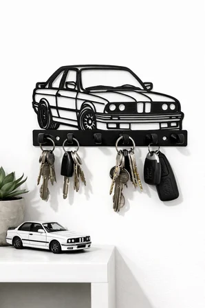 BMW E30 Tasarım Anahtar Askılığı – Duvar Tipi Anahtar Organizer Dekoratif Anahtarlık Askısı