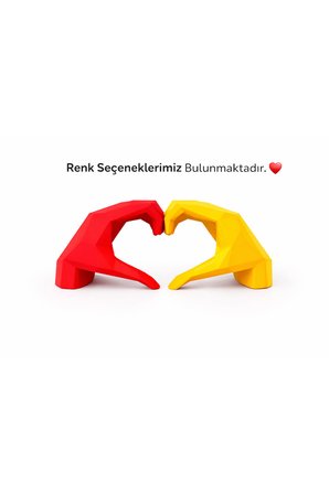 Geometrik Kalp Eller Dekoratif Biblo | Modern 3D Baskı Aksesuar | Sevgiliye Hediye | Dekorasyon