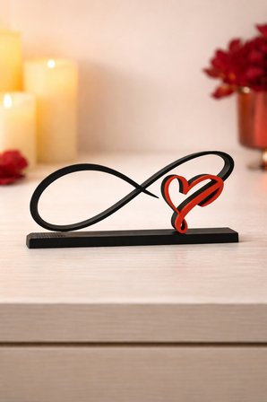 Infinity Kalp Dekor | Sonsuzluk ve Kalp Figürü 3D Baskı Masaüstü Süs | Modern Ev & Ofis Dekorasyonu