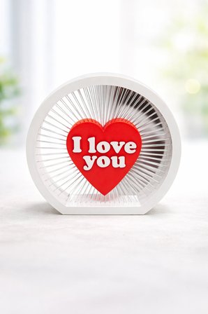 I Love You Yazılı Kalpli Dekoratif Masa Süsü | Romantik Hediye & Ev Ofis Dekoru