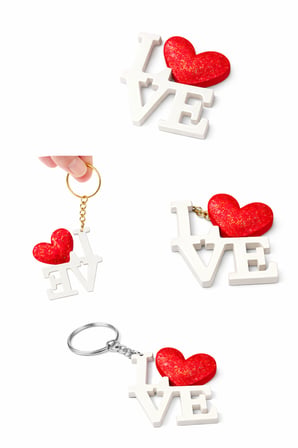LOVE Yazılı Kalpli Anahtarlık | Romantik Aşk Temalı Anahtar & Çanta Süsü