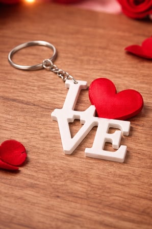 LOVE Yazılı Kalpli Anahtarlık | Romantik Aşk Temalı Anahtar & Çanta Süsü