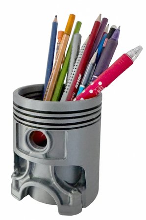 Piston Tasarımlı Kalemlik & Masaüstü Organizer – Kalem, Maket Bıçağı ve Tornavida Düzenleyici