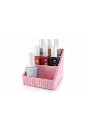 💅 Oje Organizeri Sert Plastik Kozmetik Düzenleyici | Çok Bölmeli Makyaj & Oje Standı |