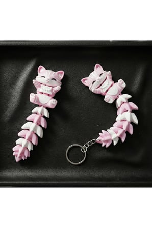 Sevimli Esnek Kedi Anahtarlık – Hareketli Fidget Tasarım 2'li