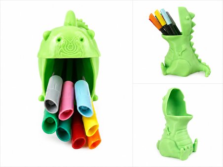 Dinozor Tasarım Kalemlik 10 CM -Masaüstü Organizer | Sert Plastik Eğlenceli Kalem Tutucu