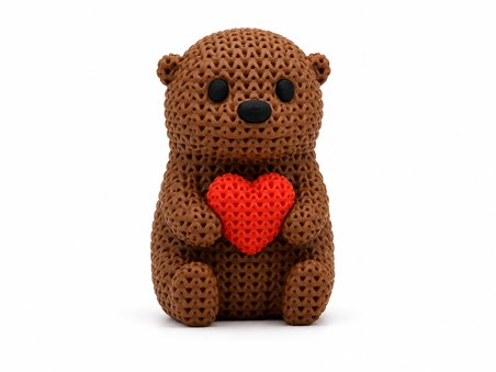 🦦❤️🧶 Örgü Dokulu Dekoratif Kalpli Su Samuru Figürü Modern Masa Süsü Ev Ofis Dekoru Raf Kitaplık 