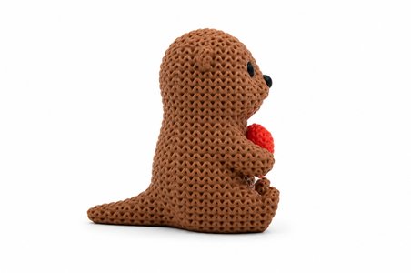 🦦❤️🧶 Örgü Dokulu Dekoratif Kalpli Su Samuru Figürü Modern Masa Süsü Ev Ofis Dekoru Raf Kitaplık 
