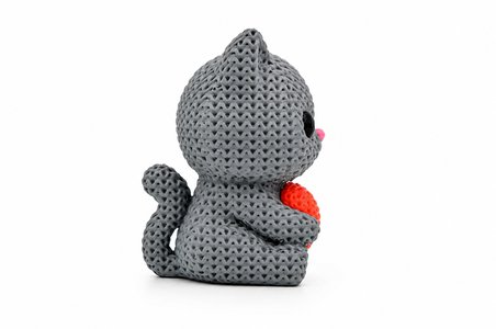 🐱❤️🧶 Örgü Dokulu Dekoratif Kalpli Kedi Figürü Modern Masa Süsü Ev Ofis Dekoru Kitaplık Dekorasyon