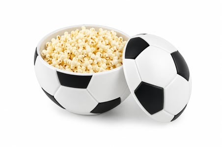 Futbol Topu Tasarımlı Kase | Kapaklı Atıştırmalık ve Patlamış Mısır Kasesi | Çok Amaçlı Sunum Kasesi