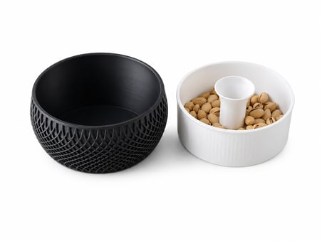 Kabuk Hazneli Kuruyemiş Sunum Kasesi | Çift Hazneli Çerezlik | Kabuk Toplama Özellikli Atıştırmalık Kasesi