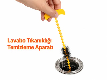 Lavabo Gideri Saç ve Tıkanıklık Temizleme Aparatı | Gider Açıcı Temizlik Çubuğu | Banyo ve Mutfak 