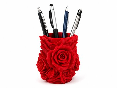 Dekoratif Gül Desenli Kalemlik 🌹 Masaüstü Kalem Düzenleyici ✨ Çok Amaçlı Organizer 💼 Ev & Ofis 