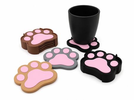 4'lü Kedi Patisi Bardak Altlığı Seti ve Düzenleyici Standı | Dekoratif Bardak Altlığı |