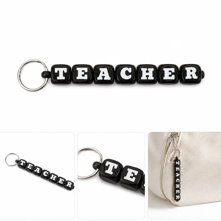 Teacher Yazılı Anahtarlık 🔑 Öğretmen Temalı Çanta Anahtarlığı Dekoratif Harf Tasarımlı Anahtarlık