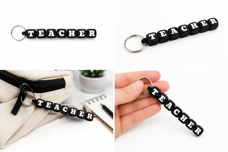 Teacher Yazılı Anahtarlık 🔑 Öğretmen Temalı Çanta Anahtarlığı Dekoratif Harf Tasarımlı Anahtarlık