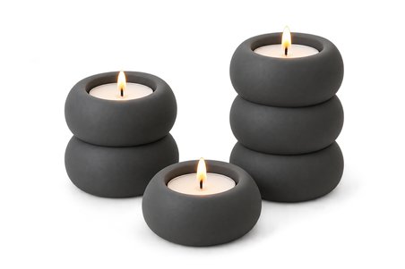 3'lü Modern Mumluk Seti | Dekoratif Tealight Mumluk | Minimal Tasarım Masa ve Salon Dekoru |
