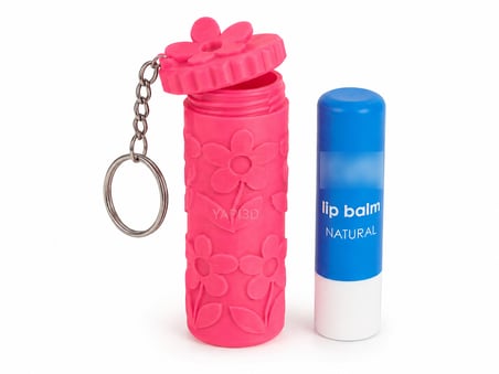 Çiçek Desenli Dudak Balmı Taşıma Kabı 71x21 mm Lip Balm Organizeri Vidalı Kapaklı