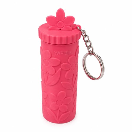 Çiçek Desenli Dudak Balmı Taşıma Kabı 71x21 mm Lip Balm Organizeri Vidalı Kapaklı