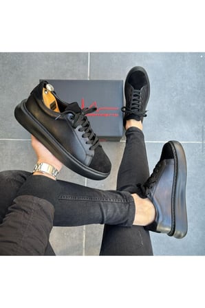 SİYAH ERKEK %100 HAKİKİ DERİ HAKİKİ SÜET  SNEAKER  RAHAT GÜNLÜK AYAKKABI 009001 SNEAKER