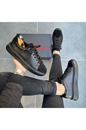 SİYAH ERKEK %100 HAKİKİ DERİ HAKİKİ SÜET  SNEAKER  RAHAT GÜNLÜK AYAKKABI 009001 SNEAKER